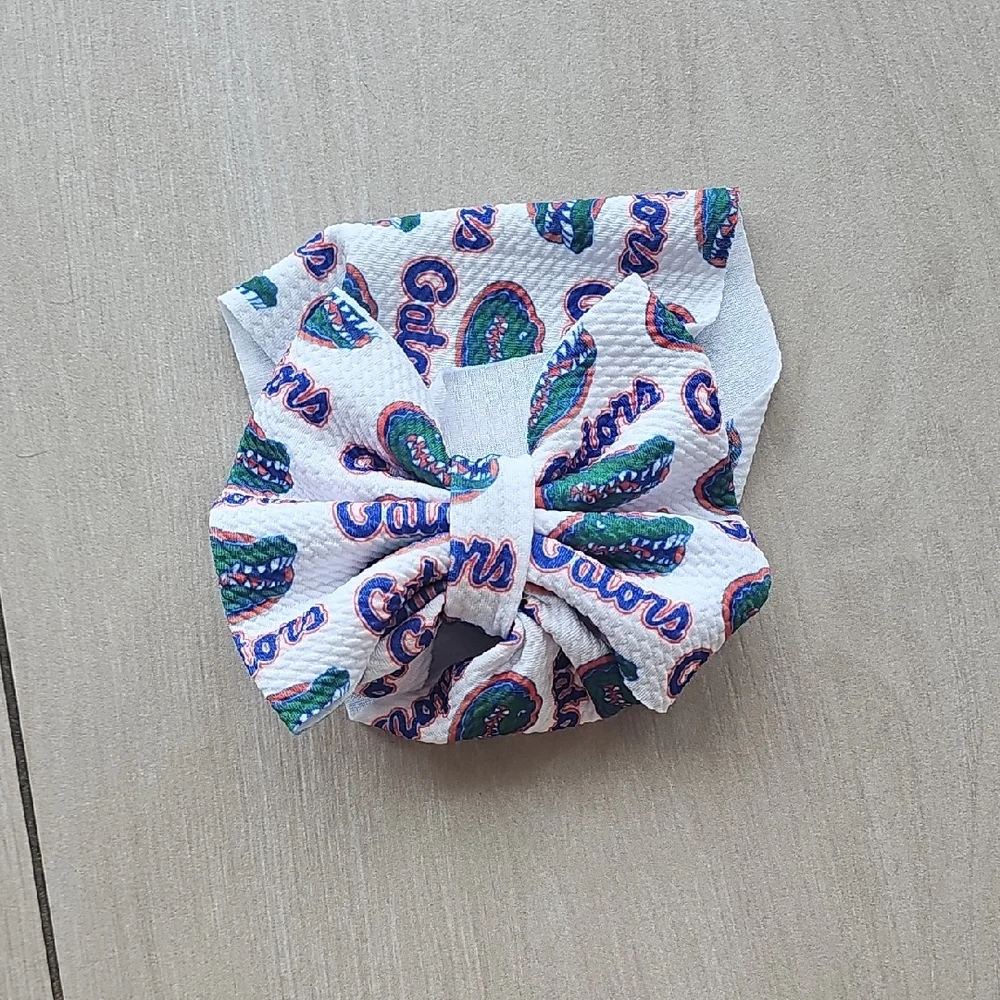 Gators Kids Hair Bow - White and Green